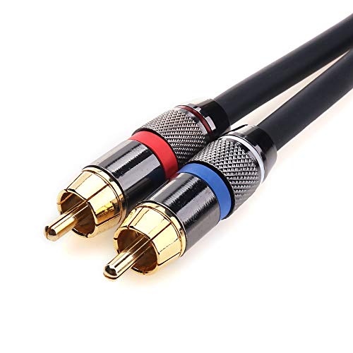 Tisino RCA до 1/4 кабел, четвртина инч TRS до RCA Audio y Splitter кабел Вметнете кабел - 10 стапки/3 метри