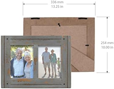 Prinz Homestead Double 5x7 рамка за слика во сива боја - потресен рустикален декор дрво рамка за фотографии, двонасочен екранот, wallид или таблета