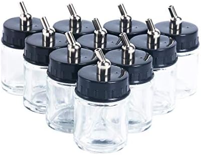 Јаеко 10 парчиња 22cc Транспарентно стакло шишиња со воздушна четка и капаче w/метален конектор