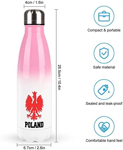 Прекрасен орел сртот полско знаме 17oz спортско шише со вода од не'рѓосувачки челик изолирана форма на кола за еднократно спортско