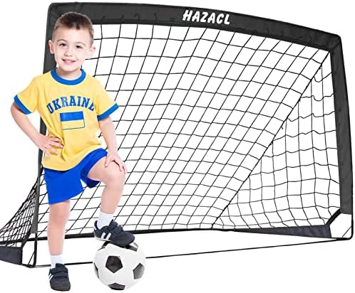 Хазакл Кид Фудбалски Голови за Дворот 3, 6х2, 5ФТ Преносни Фудбалски Мрежи За Дворот Големи Скокачки Фудбалски Голови Мрежи со Торба За Носење За Внатрешни или Надвор