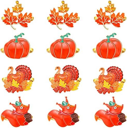 12 парчиња Денот на благодарноста на салфетки, сет, жетва јавор лист мисирка тиква од тиква од салфетка, есенски празници за салфетки