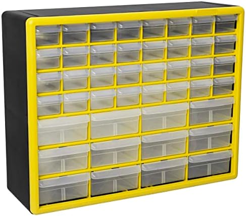 АКРО-МИЛС 10144, 44 фиоки за пластични делови за складирање на пластични делови, 20-инчен W X 6-инчен Д x 16-инчен H, жолто