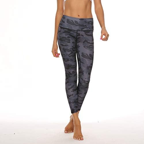 Дигитални хеланки на колк со високи вежби Камуфлажа јога обичен печатење женски половината џеб панталони памук памук памук