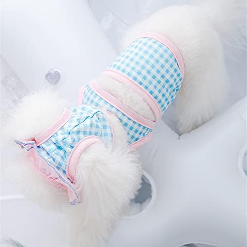 Куче едно парче облека за пливање светло карирана бикини стил кучиња ладење кошула со капа капаче за миленичиња миленичиња плажа за