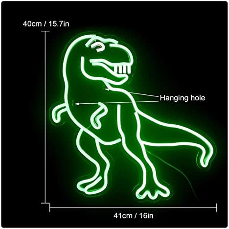 Јехеи Диносаурус Неонски Зелена Неонска Светлина За Декорација На Детска Соба, Уметнички Ѕиден Декор За Соба За Игри, Бар, Продавница, ПРЕДВОДЕН