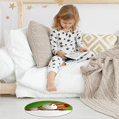 Heoeh Snowman Looking, Nonlip Doormat 15,7 Тркалезни теписи теписи килими за деца спална соба бебе соба игра Расадник