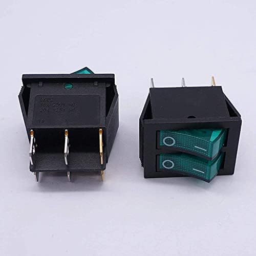 Ienyu 2PCS AC 250V/16A, 125V/20A зелено и зелено копче со светло вклучено/исклучено DPDT 6 PIN 2 MINI BOAT ROCKER SWITCES