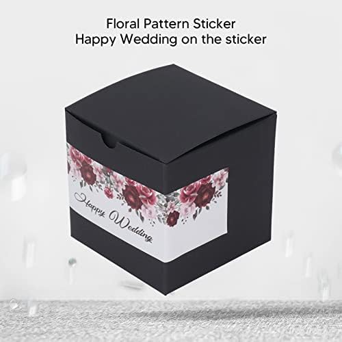 Camidy 20 парчиња црна кутија за предлози за деверуша со среќна налепница за свадби, цветни шема за свадбени кутии 3.9x3.9 инчи