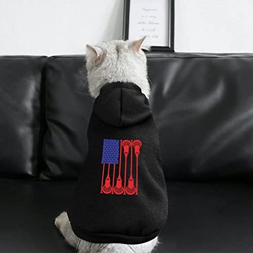 САД лакроза знаме кучиња дуксери за домашни миленици со капа со качулка со качулка Смешно печатење за мали кучиња и мачки