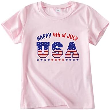 Детско дете кошули 4 -ти јули 3 -ти графички печатени мачки момчиња девојки новини модни маици со кратки ракави маички маички за