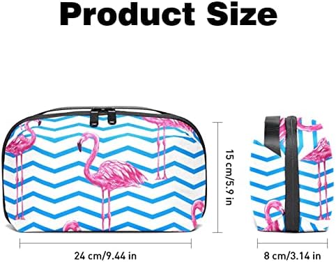 Преносни Торбички За Електронски Организатор Тропски Розови Фламинго Сини Цик Цак Шема Торба За Чување Кабел За Патување За Хард