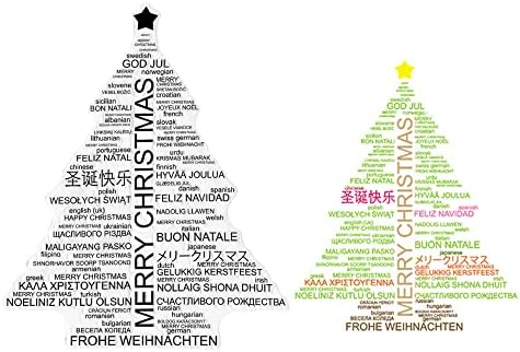 Абтолс елка позадина јасни марки за правење картички, разни јазици Божиќни чувства зборови силиконски марки, марки за starвезди за хартија