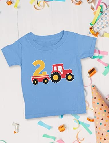 TSTARS 2 -годишен 2 -ри роденден кошула момче градежна забава тракторски кошули за момчиња