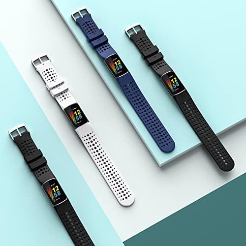 honecumi Компатибилен Со Fitbit Полнење 5 Smartwatch Bands За Мажи Жени, Дизајниран Со Двојна Боја/ Случај - Силиконски Спортски