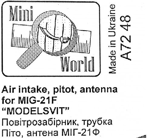 Внес на воздух, Пито, Антена за MIG-21F, за комплет ModelsVit 1/72 Mini World 7248