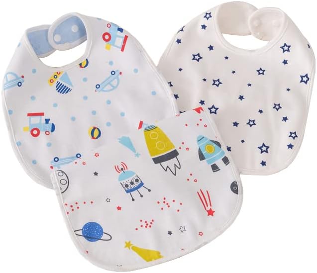 Catteyonce Бебе Бибс памук за бебиња за бебиња за бебиња за 6-36 месеци момчиња девојчиња, водоотпорен TPU, прилагодлив сет на