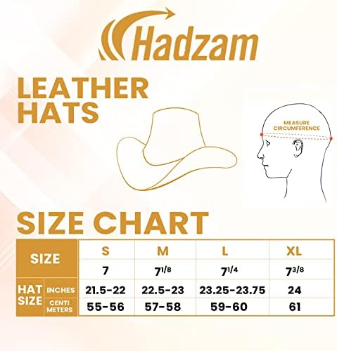 HADZAM Outback Hat обликувана во кожна каубојска капа Трајни кожни капи за мажи | Западна капа | Западни капи за мажи