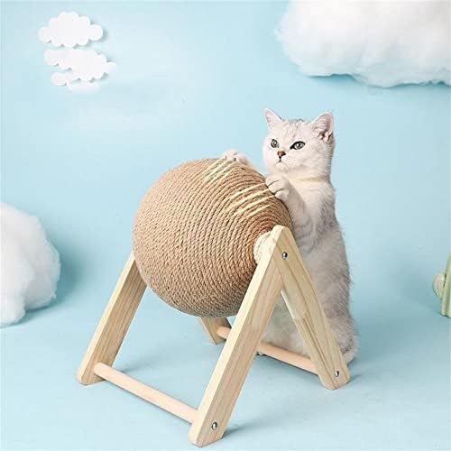Играчка за гребење на мачки со топка, природна сисал мачка за гребење топка, гребење топка за мачки и мачиња, интерактивна цврста