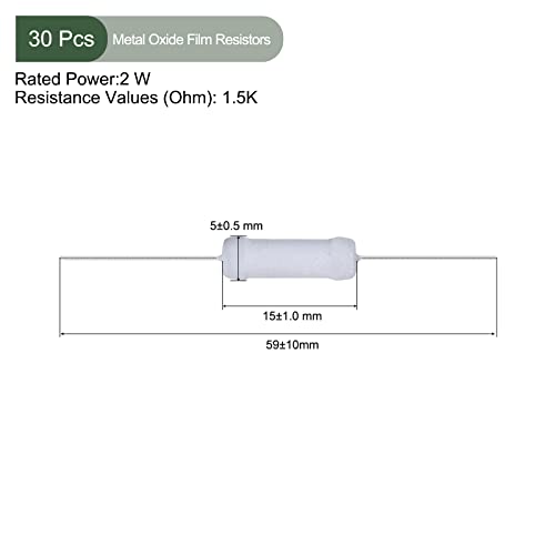 Yokive 30 парчиња отпорници на филмски метални оксидни филмови, отпорник на оската олово, чувајте ја работата со нормално коло,