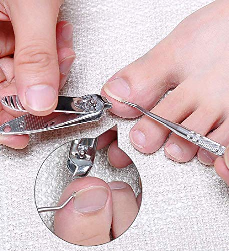2 парчиња не'рѓосувачки челик нокти жлеб нечистотија одберете двојна глава за отстранување на ноктите за нокти за нокти за педикир