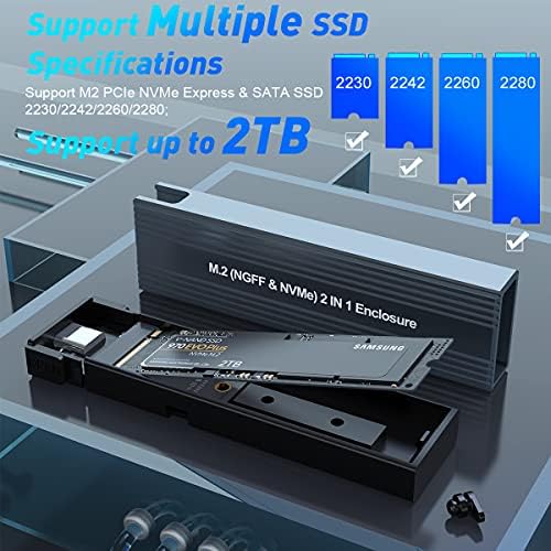 NVMe M. 2 SATA SSD Комплет Адаптер, USB C 3.1 Gen 2 10gbps NVME PCI-E и SATA NGFF Солидна Држава Диск, Хард Диск Случај За M. 2 M