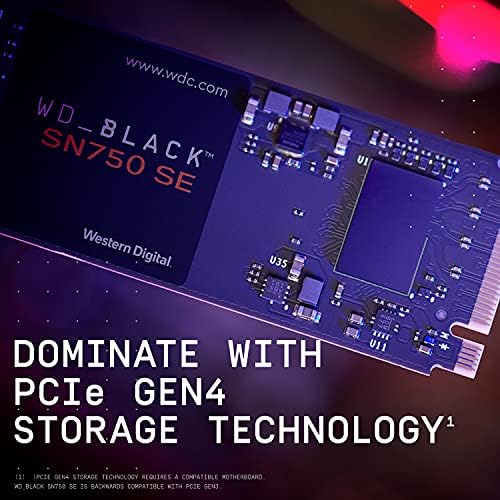 WD_BLACK 1TB SN750 SE NVME Внатрешно игри SSD Solid State Drive - Gen4 PCIe, M.2 2280, до 3.600 MB/s - WDS100T1B0E
