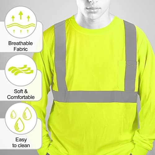 Нова маичка за безбедност на висока видливост на олим за мажи, рефлексивна работа со долг ракав за дишење 2 парчиња и 3 парчиња