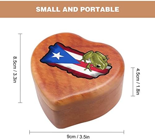 Порто Рико жаба дрвена музичка кутија ветровито во форма на срцеви музички кутии случај за роденден на годишнината од в Valentубените
