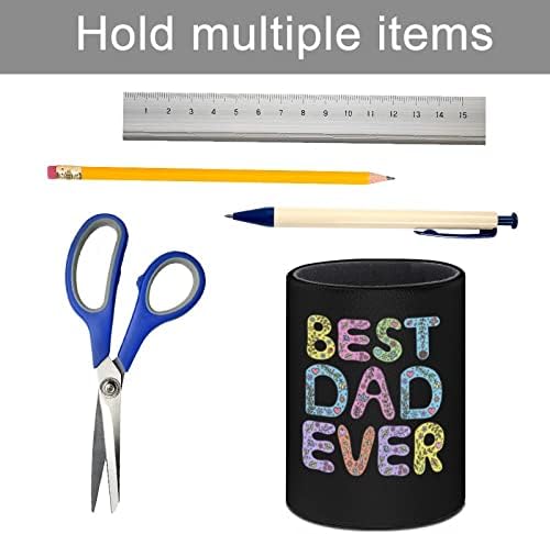 Најдобриот тато некогаш PU кожни моливи за моливи на тркалезно Пенка за садови за контејнери за канцеларија за канцелариски дом
