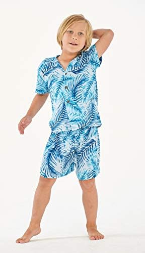 Соодветно семејство хавајски луу мажи женско девојче момче облека во едноставно сини лисја