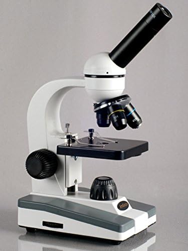 AmScope M148C-PS25 Соединение Монокуларен Микроскоп, WF10x И WF25x Окулари, 40x-1000x Зголемување, LED Осветлување, Brightfield, Еден Објектив