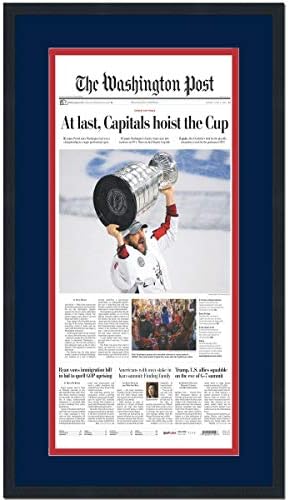 Рамка во Вашингтон пост на последните престолнини 2018 Шампиони на Стенли Куп 17х27 хокеј весник насловната фотографија професионално