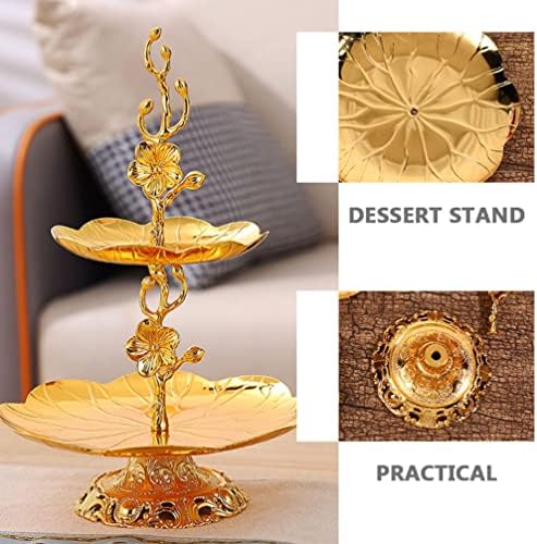 Luxshiny Tiered Tray 2 Tier Gold Gold Metal Tray Tround Dessert Descall Display Tabletop Cupcake Stand Snack Serving Shating