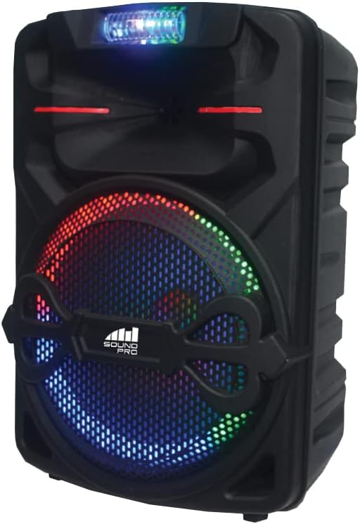 Naxa Electronics NDS-1238 Преносен звучник од 12 ″ Bluetooth Party со светла за трчање со повеќе бои, до 2,5 часа време за играње, FM приемник,