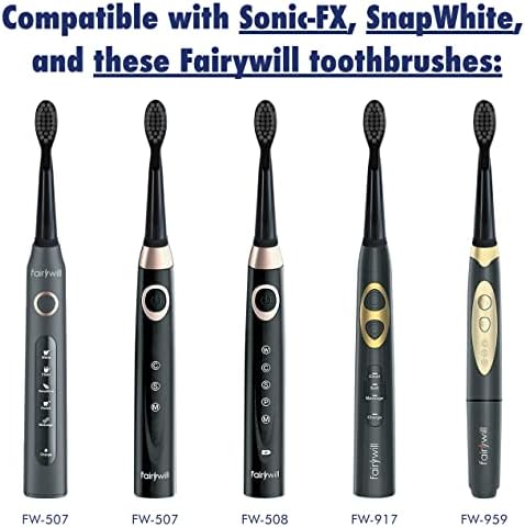 Електрична четка за замена на Sonic-Fx Глави за заби, компатибилни со самовила, Sonic-FX и Snapwhite за возрасни и деца | Меки јаглен/најлонски
