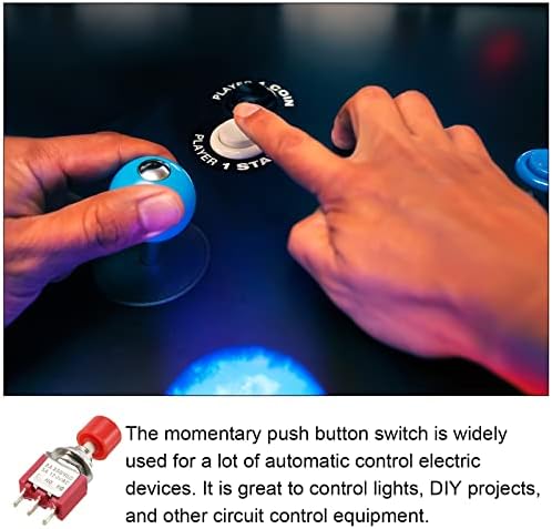 Вклучување на копчето за притискање на копчето 1NO 1NC Моментно тркалезно копче, [За светло реле] - 6мм / црвена / 2 компјутери