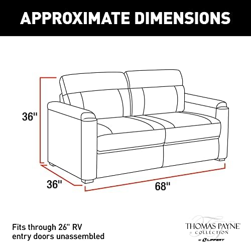 Thomas Payne 68 Norlina RV Tri-Fold Sofa со ткаена ткаенина, конверзија на кауч до кревет, отстранлив грб, лесна инсталација за приколки