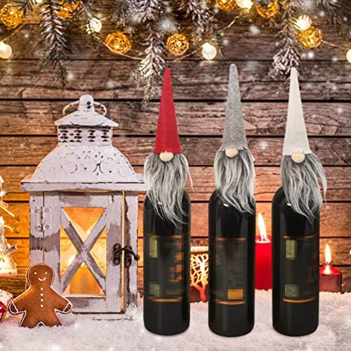 Amosfun 3 парчиња гном шише со вино со шише Божиќно вино за божиќно вино за шише со шише со вино за божиќни украси за забави