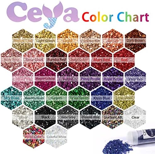 CeyA мелени неправилни стакло поставени 32 бои, 22,6 мл/ 640g метални кристални чипови скршени стаклени сјај 2-4мм занаетчиски сјајни