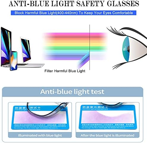 Безбедносни очила против-магла Очила за сина светлина блокирајќи го анти-прашината УВ 400 заштитни очила за мажи жени Z87.1
