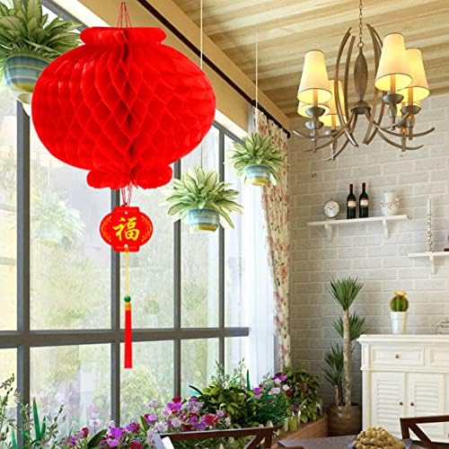 Хискул 20 парчиња Црвени кинески фенери - Декорации за виси фестивали за фестивал за новогодишни дијаметар од 10 инчи - Кинеска