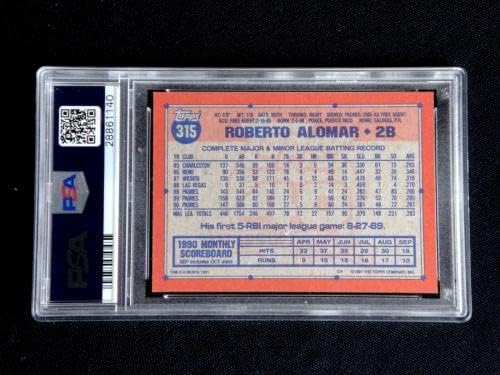 Роберто Аломар 1991 Топс пустински штит ПСА 9 нане Бејзбол картичка 315 Падрес Хоф - Плабни бејзбол картички
