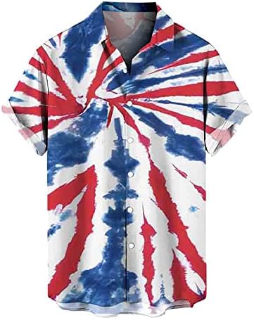 Летни маици за мажи летни летни обични независни ден на американско знаме за печатење со кратки ракави змеј панталони