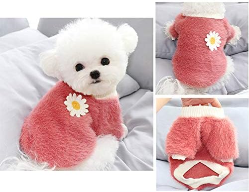 Лојални џемпери за кучиња за мали кучиња девојче девојче Дејзи стил кадифен тркалезен врат цвеќиња џемпер есен зимско топло