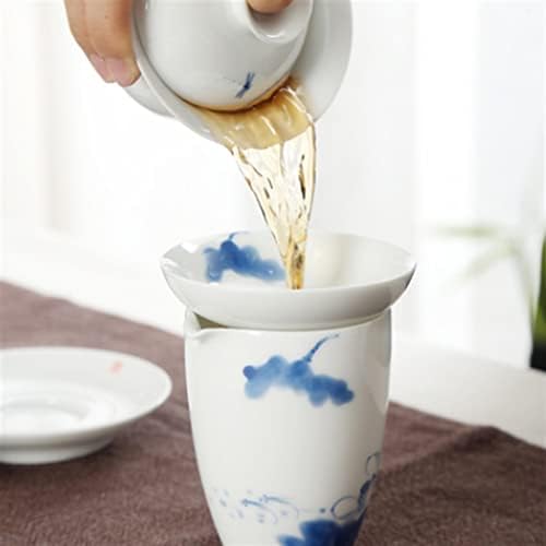 ZLXDP Белиот порцелан Креативно рачно насликан Кунг Фу чај сет за покритие Керамички чај чаша сет комплетни поставени подароци