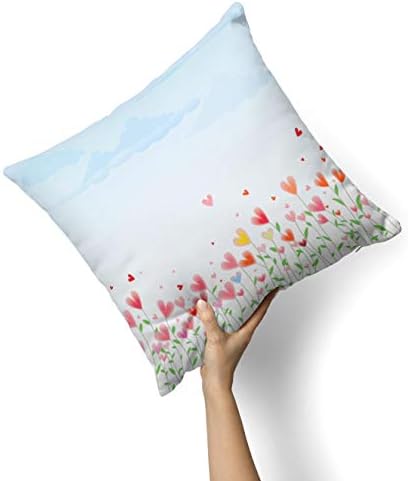 Iirov Field of Blouming Hearts - Прилагодено украсен украс за домашен или отворен капакот за фрлање перница плус перница поставена за софа, кревет или кауч