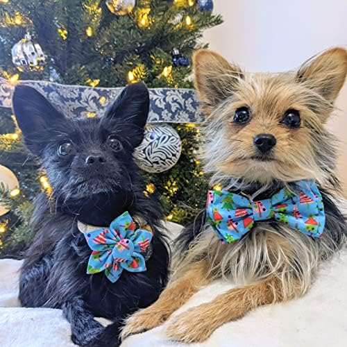 Huxley & Kent Pet Pinwheel | X-Mas дрво | Божиќен празник Велкро јака додаток за кучиња/мачки | Прицврстување на лак за лак | Симпатична, удобен