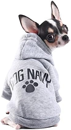 Paiaite Grey Chihuahua Dog Hoodie Winter Malt Malce Dog Sweatshirt со поводник дупка топла облека за миленичиња за кученце кучиња џемпер