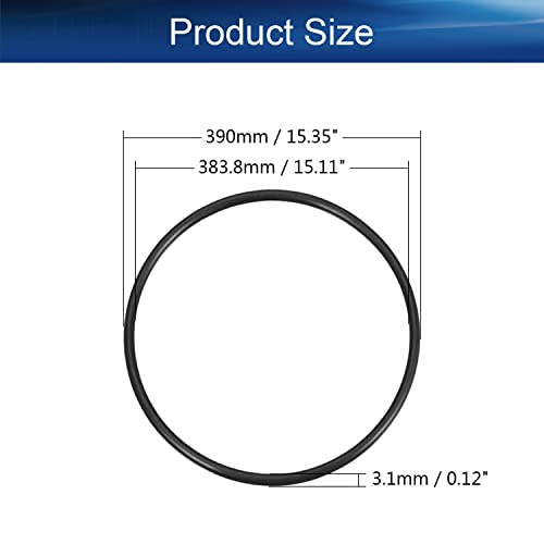 Bettomshin 10pcs нитрилна гума О-прстени, 390мм ОД 383,8мм ID 3,1 мм ширина, метричка запечатување на заптивка за запечатување на заптивка